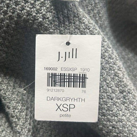 NEW J.Jill Long Fringe Cardi XS Petite Gray Belt Shawl Collar Closet Staple - Picture 10 of 13